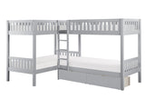 Orion Gray Corner Bunk Bed With Storage Boxes - Ornate Home