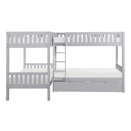 Orion Gray Corner Bunk Bed With Storage Boxes - Ornate Home