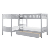 Orion Gray Corner Bunk Bed With Storage Boxes - Ornate Home