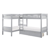 Orion Gray Corner Bunk Bed With Storage Boxes - Ornate Home