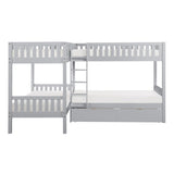 Orion Gray Corner Bunk Bed With Storage Boxes - Ornate Home