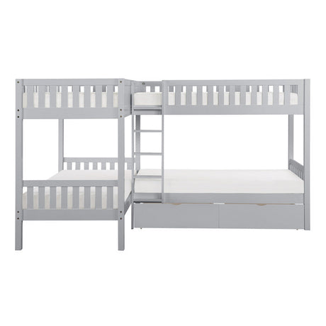 Orion Gray Corner Bunk Bed With Storage Boxes - Ornate Home