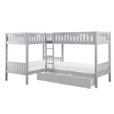Orion Gray Corner Bunk Bed With Storage Boxes - Ornate Home