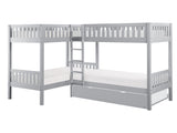 Orion Gray Corner Bunk Bed with Twin Trundle - Ornate Home