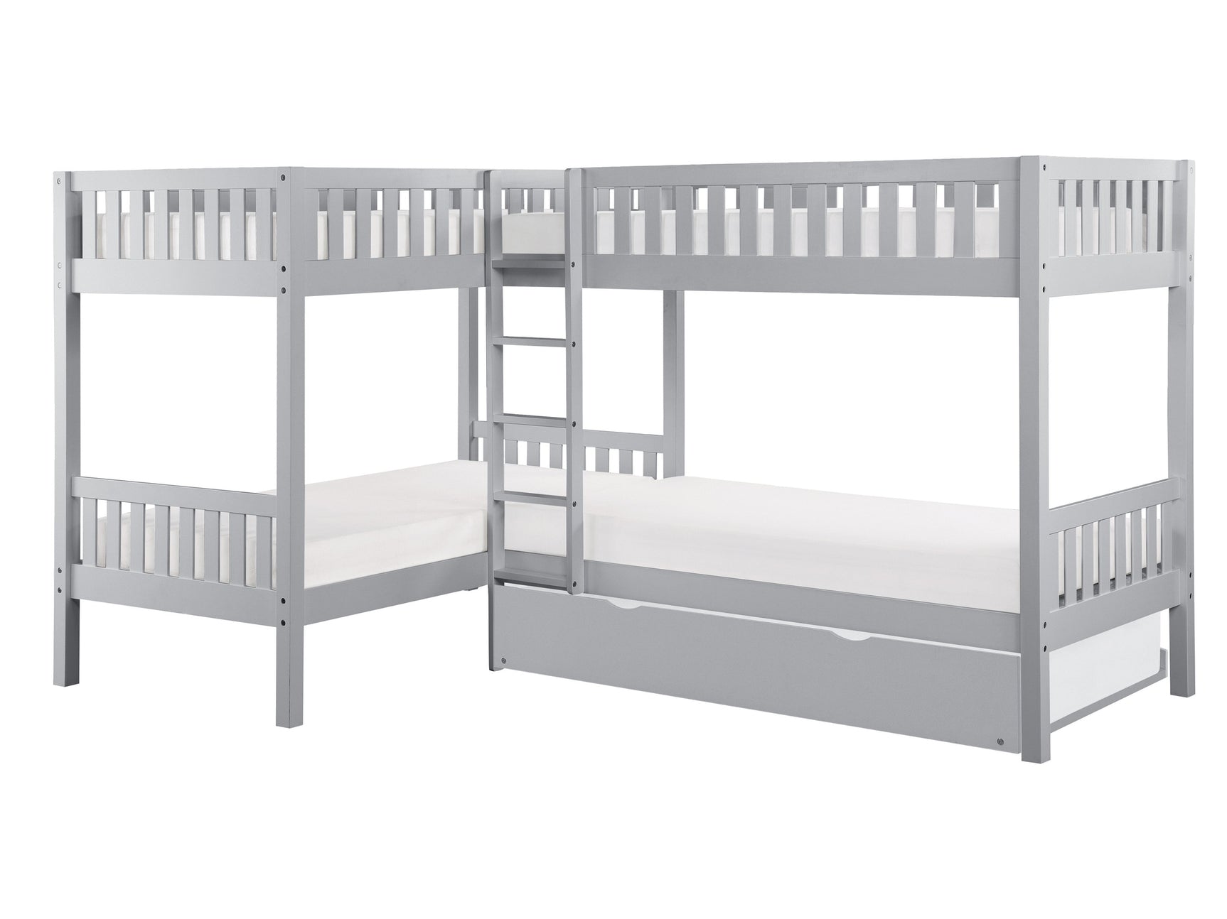Orion Gray Corner Bunk Bed with Twin Trundle - Ornate Home