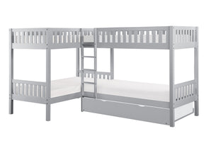 Orion Gray Corner Bunk Bed with Twin Trundle - Ornate Home