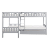 Orion Gray Corner Bunk Bed with Twin Trundle - Ornate Home