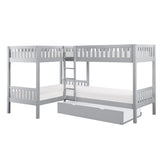 Orion Gray Corner Bunk Bed with Twin Trundle - Ornate Home
