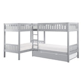 Orion Gray Corner Bunk Bed with Twin Trundle - Ornate Home
