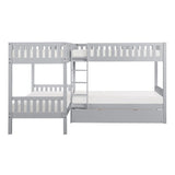 Orion Gray Corner Bunk Bed with Twin Trundle - Ornate Home