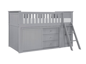 Orion Gray Low Loft Bunk with Bookcase & 2 Dressers - Ornate Home