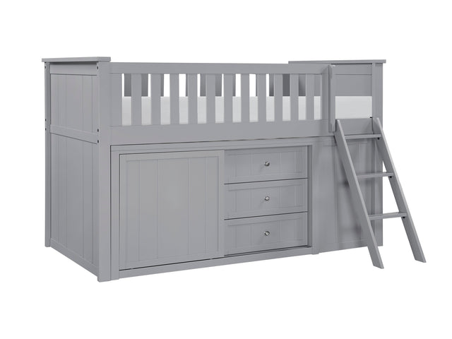 Orion Gray Low Loft Bunk with Bookcase & 2 Dressers - Ornate Home