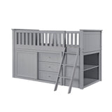 Orion Gray Low Loft Bunk with Bookcase & 2 Dressers - Ornate Home