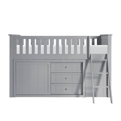 Orion Gray Low Loft Bunk with Bookcase & 2 Dressers - Ornate Home