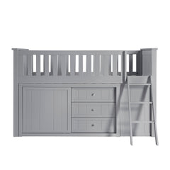 Orion Gray Low Loft Bunk with Bookcase & 2 Dressers - Ornate Home