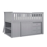 Orion Gray Low Loft Bunk with Bookcase & 2 Dressers - Ornate Home