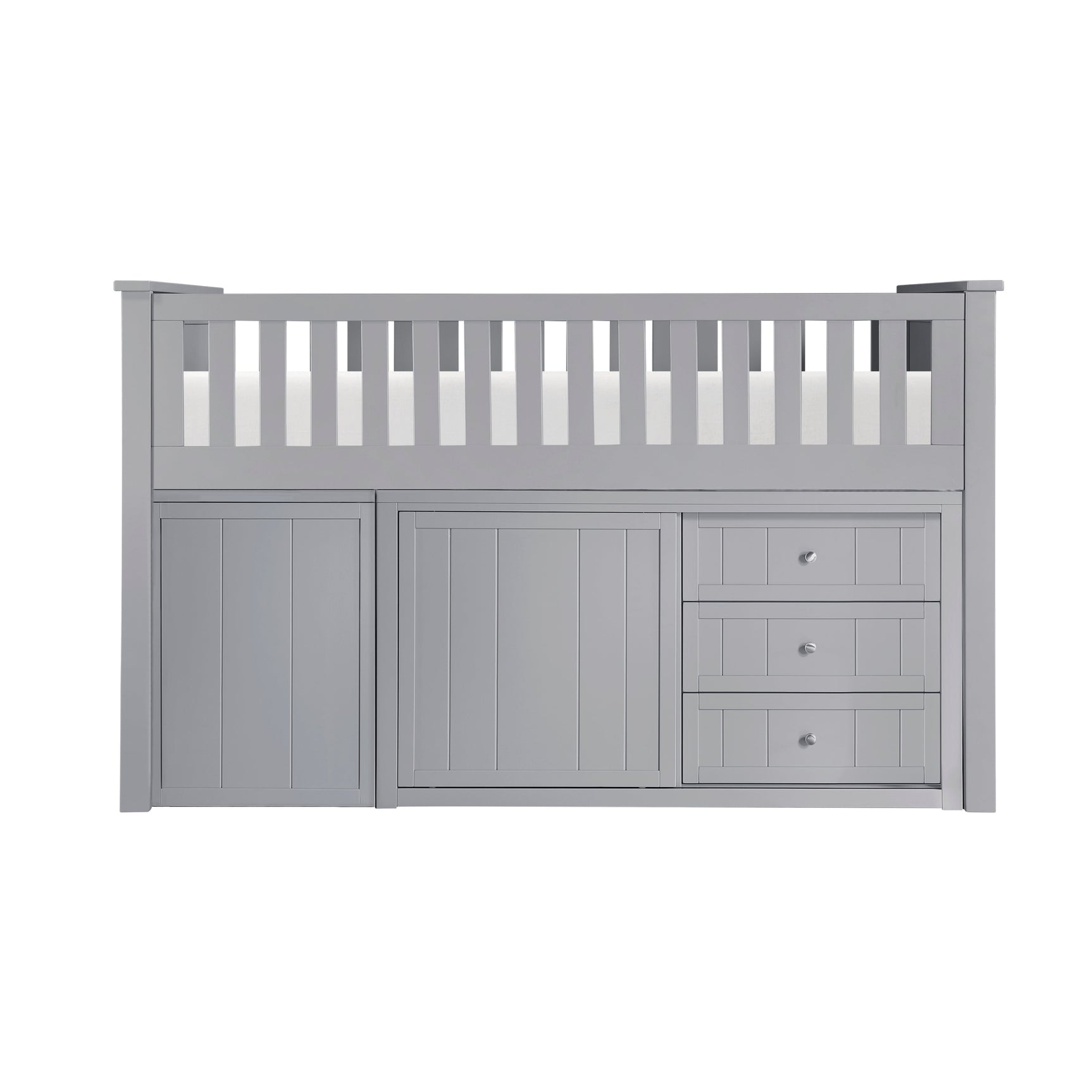 Orion Gray Low Loft Bunk with Bookcase & 2 Dressers - Ornate Home