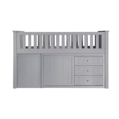 Orion Gray Low Loft Bunk with Bookcase & 2 Dressers - Ornate Home