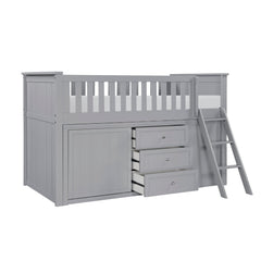 Orion Gray Low Loft Bunk with Bookcase & 2 Dressers - Ornate Home