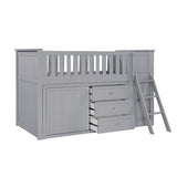 Orion Gray Low Loft Bunk with Bookcase & 2 Dressers - Ornate Home