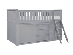 Orion Gray Low Loft Bunk with Bookcase&Dresser - Ornate Home
