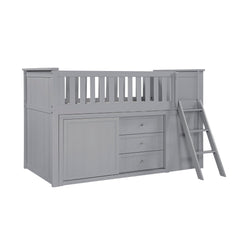 Orion Gray Low Loft Bunk with Bookcase&Dresser - Ornate Home
