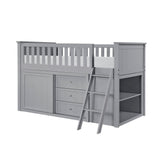 Orion Gray Low Loft Bunk with Bookcase&Dresser - Ornate Home