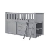 Orion Gray Low Loft Bunk with Bookcase&Dresser - Ornate Home