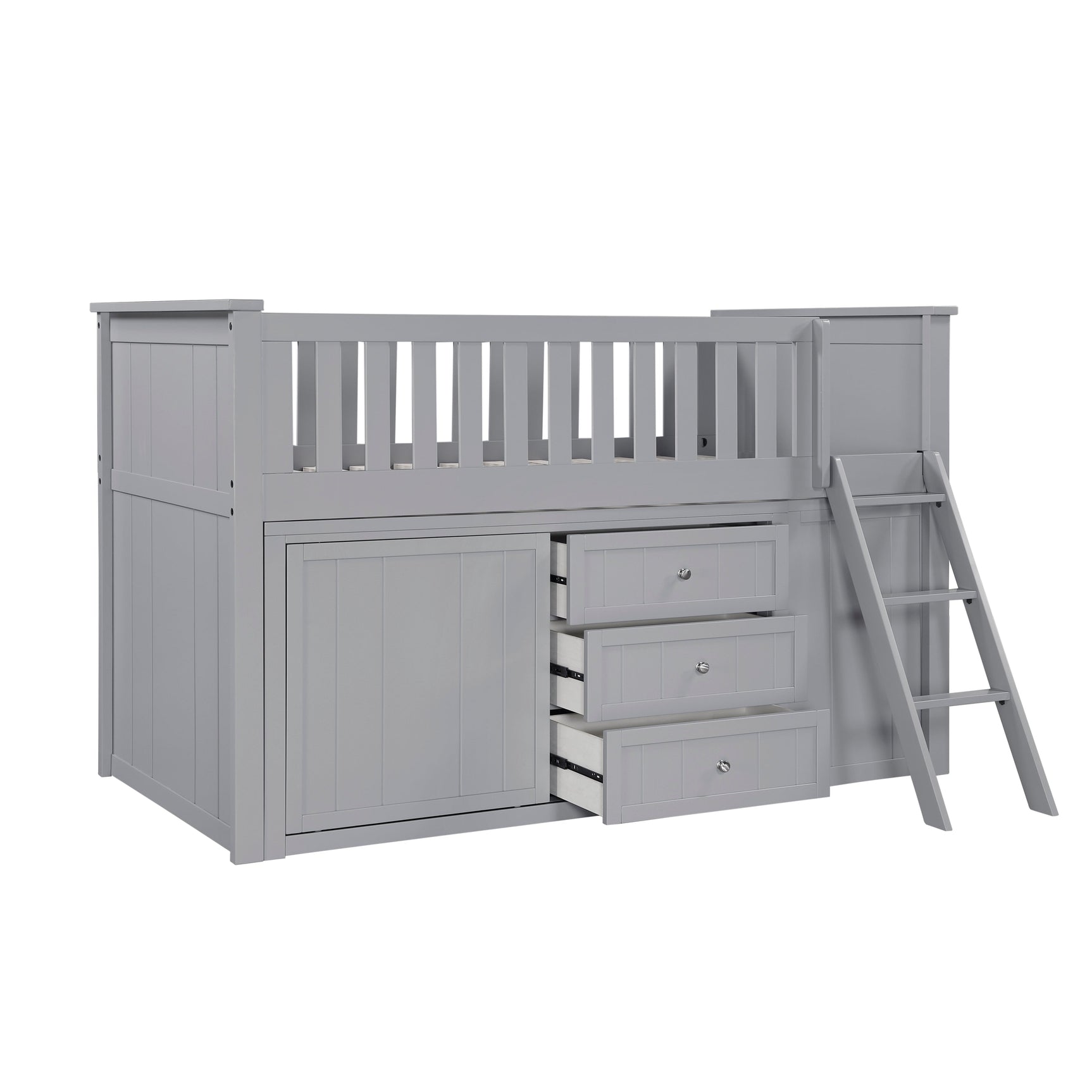 Orion Gray Low Loft Bunk with Bookcase&Dresser - Ornate Home