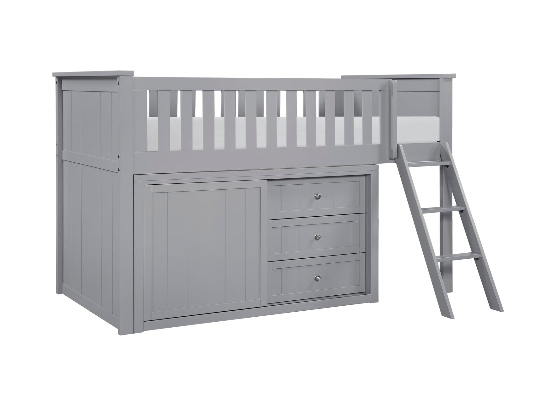 Orion Gray Low Loft Bunk with Dresser - Ornate Home