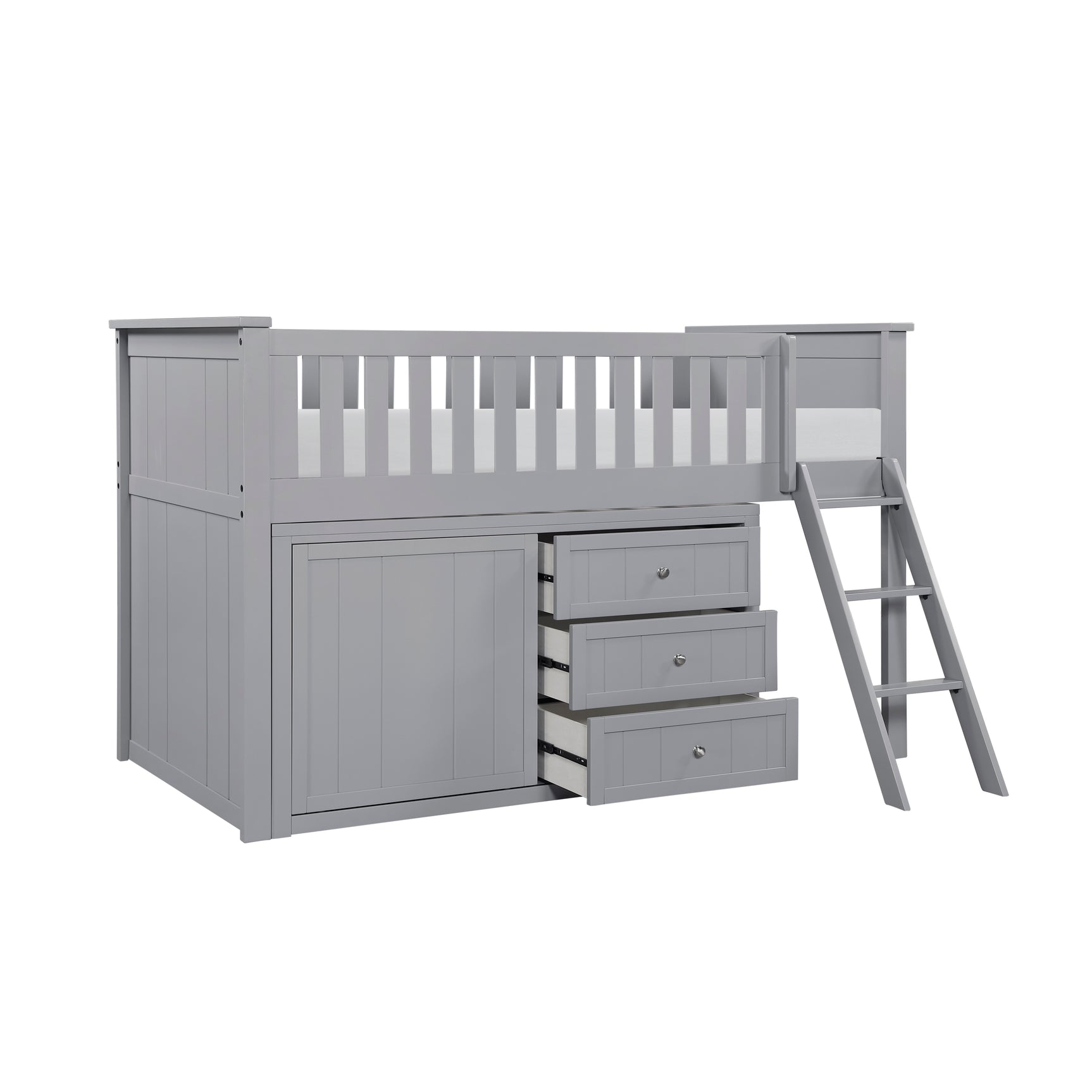 Orion Gray Low Loft Bunk with Dresser - Ornate Home