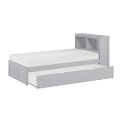 Orion Gray Twin Bookcase Bed with Trundle - Ornate Home