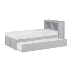 Orion Gray Twin Bookcase Bed with Trundle - Ornate Home