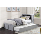 Orion Gray Twin Bookcase Bed with Trundle - Ornate Home