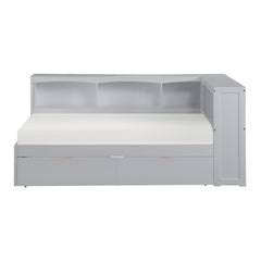 Orion Gray Twin Bookcase Corner Bed - Ornate Home