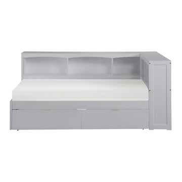 Orion Gray Twin Bookcase Corner Bed - Ornate Home
