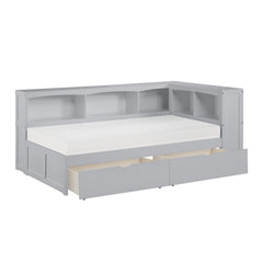 Orion Gray Twin Bookcase Corner Bed - Ornate Home