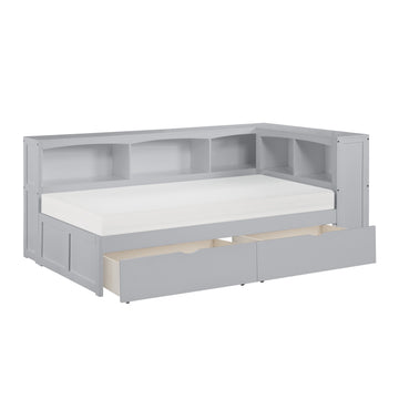 Orion Gray Twin Bookcase Corner Bed - Ornate Home