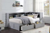 Orion Gray Twin Bookcase Corner Bed - Ornate Home