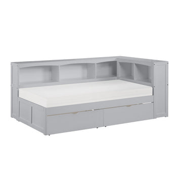 Orion Gray Twin Bookcase Corner Bed - Ornate Home
