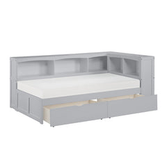 Orion Gray Twin Bookcase Corner Bed - Ornate Home
