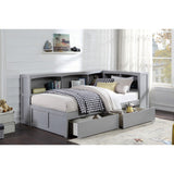 Orion Gray Twin Bookcase Corner Bed - Ornate Home