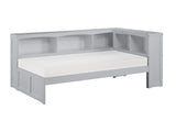 Orion Gray Twin Bookcase Corner Platform Bed - Ornate Home