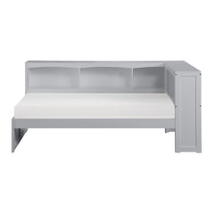 Orion Gray Twin Bookcase Corner Platform Bed - Ornate Home