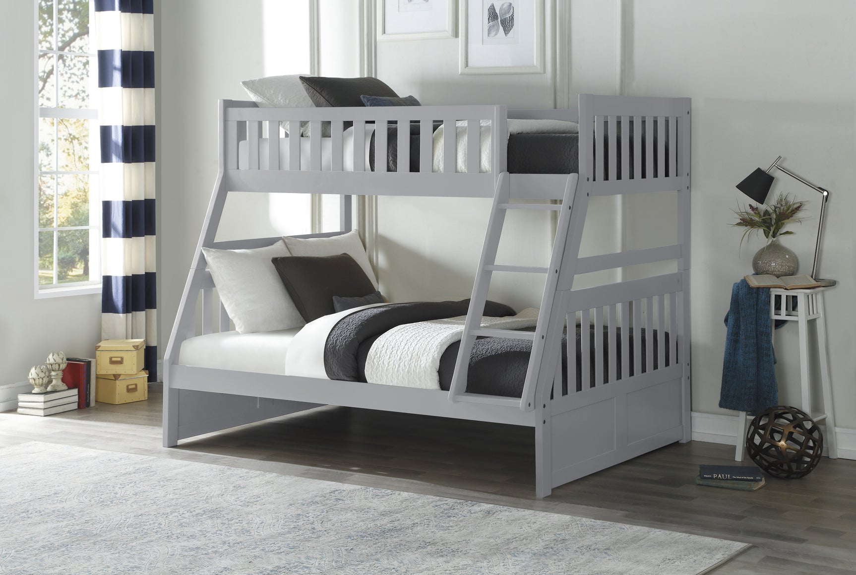 Orion Gray Twin/Full Bunk Bed - Ornate Home