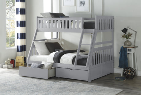 Orion Gray Twin/Full Bunk Bed With Storage Boxes - Ornate Home