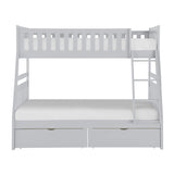 Orion Gray Twin/Full Bunk Bed With Storage Boxes - Ornate Home