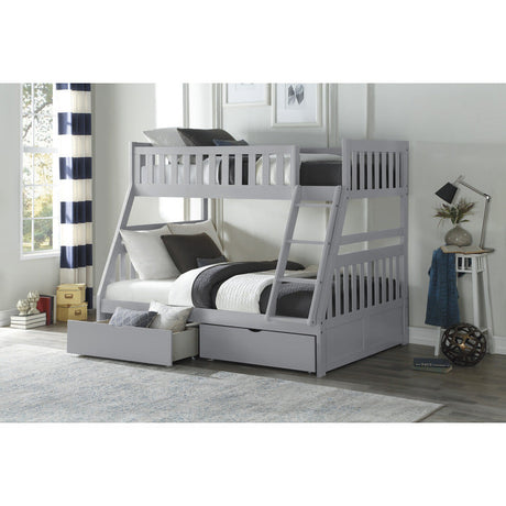Orion Gray Twin/Full Bunk Bed With Storage Boxes - Ornate Home