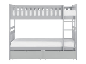 Orion Gray Twin/Twin Bunk Bed With Storage Boxes - Ornate Home