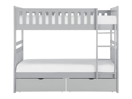 Orion Gray Twin/Twin Bunk Bed With Storage Boxes - Ornate Home